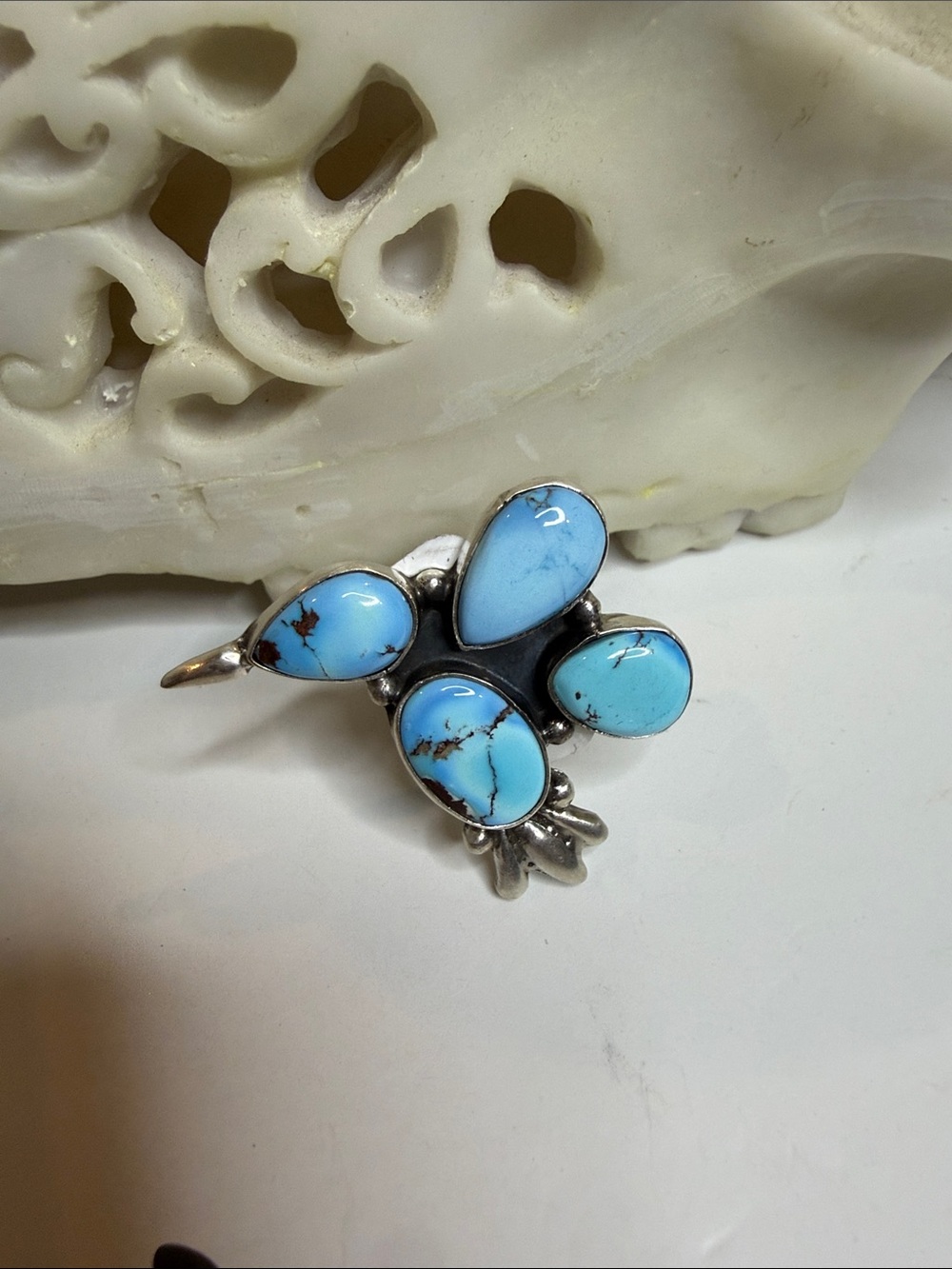 Turquoise Navajo Sterling Silver Hummingbird Golden Hills Patrick Williams